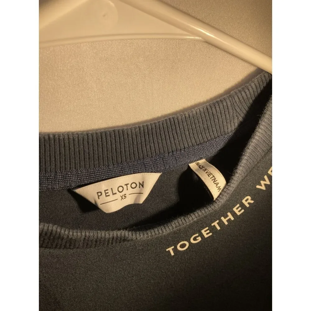 Peloton Elevate Pocket Crewneck Pullover XS Gray Blue Together We Go Far